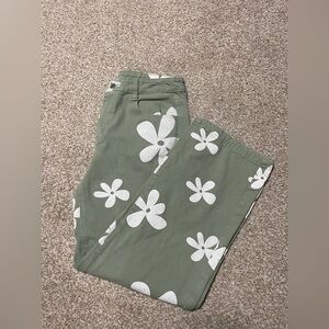 Shein Green and White High waisted floral jeans